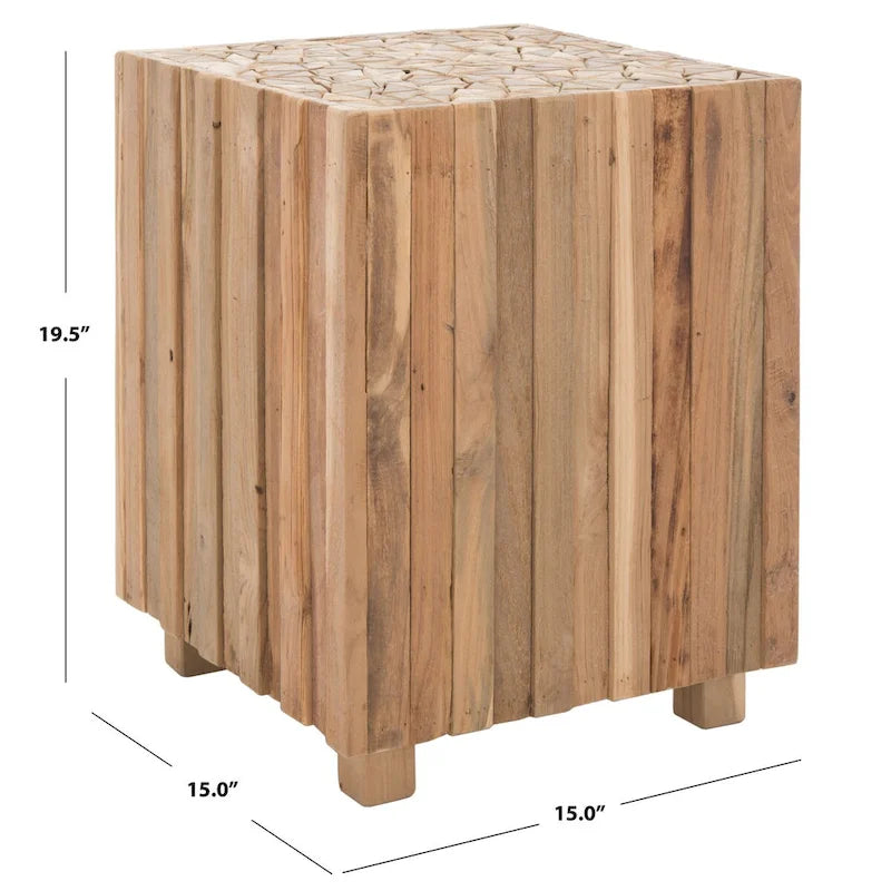 Medium Oak Square End Table - 15 x 15 x 19.5 - 15Wx15Dx20H