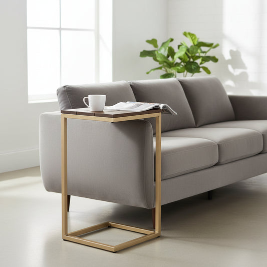 25 Dark Brown Solid Wood And Steel Frame End Table