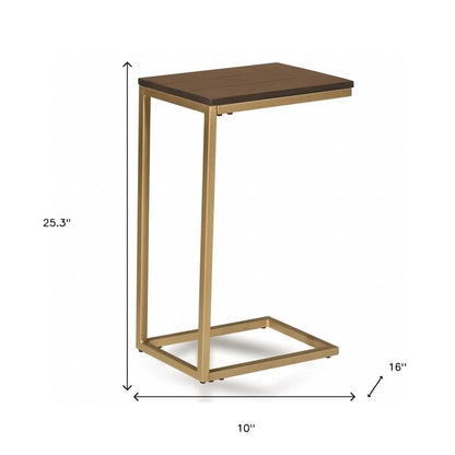 25 Dark Brown Solid Wood And Steel Frame End Table