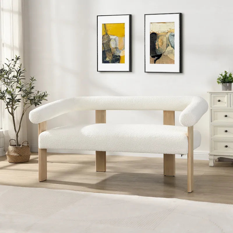 Loft Round armrest loveseat Rubber Wood