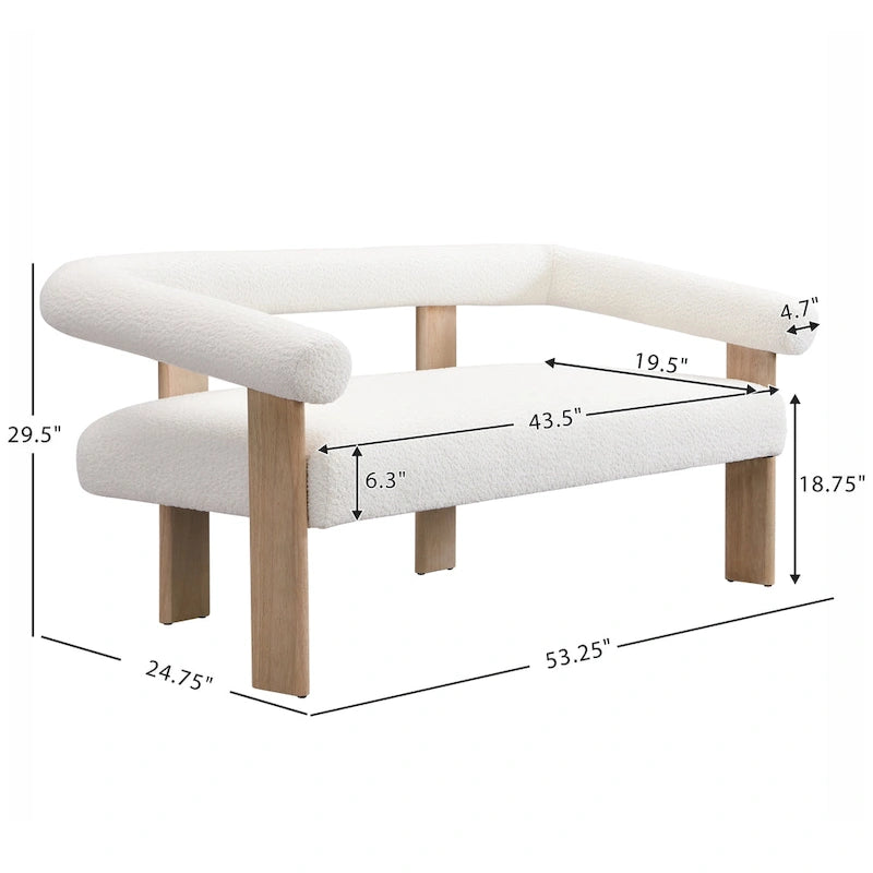 Loft Round armrest loveseat Rubber Wood