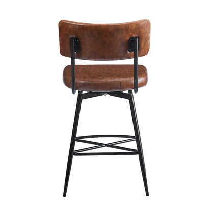 26 Retro Swivel Counter Stools, Set of 2 PU Leather Bar Chairs with Cushioned Seat and Iron Frame