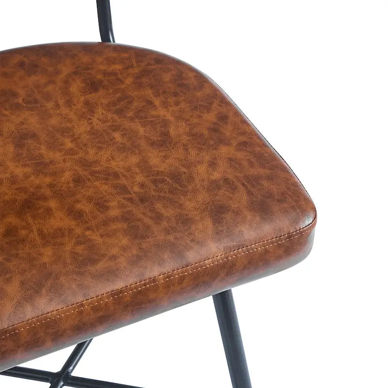 26 Retro Swivel Counter Stools, Set of 2 PU Leather Bar Chairs with Cushioned Seat and Iron Frame