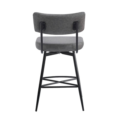 26 Retro Swivel Counter Stools, Set of 2 PU Leather Bar Chairs with Cushioned Seat and Iron Frame