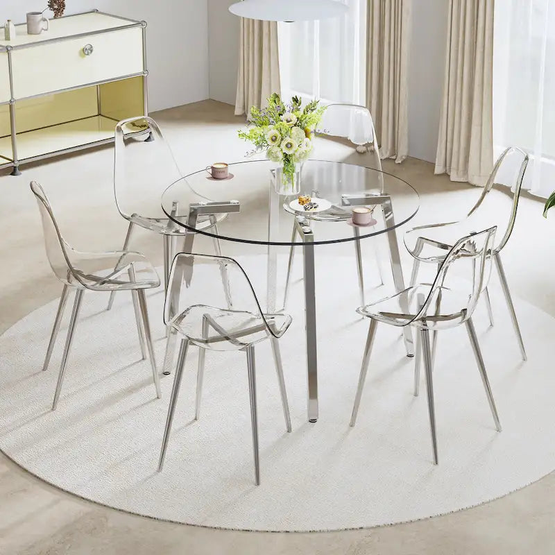 Modern Tempered Glass Table Dining Table Coffee Table End Table Entryway Table for Dining Room
