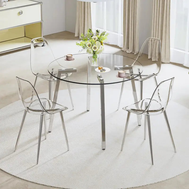 Modern Tempered Glass Table Dining Table Coffee Table End Table Entryway Table for Dining Room