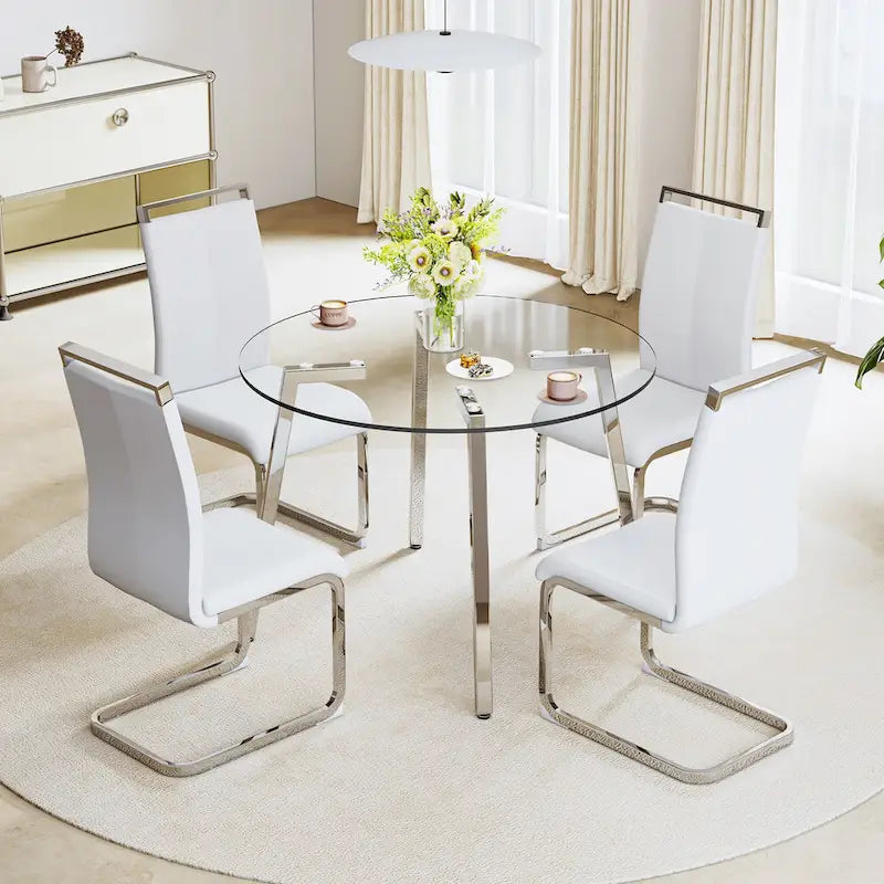 Modern Tempered Glass Table Dining Table Coffee Table End Table Entryway Table for Dining Room