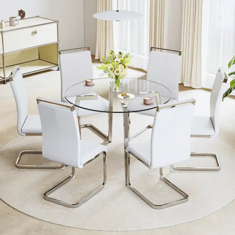 Modern Tempered Glass Table Dining Table Coffee Table End Table Entryway Table for Dining Room