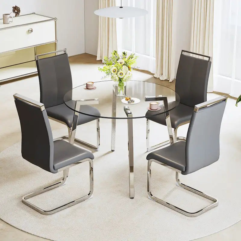 Modern Tempered Glass Table Dining Table Coffee Table End Table Entryway Table for Dining Room