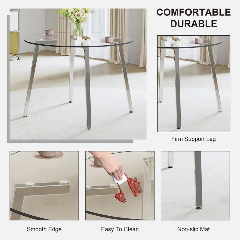 Modern Tempered Glass Table Dining Table Coffee Table End Table Entryway Table for Dining Room