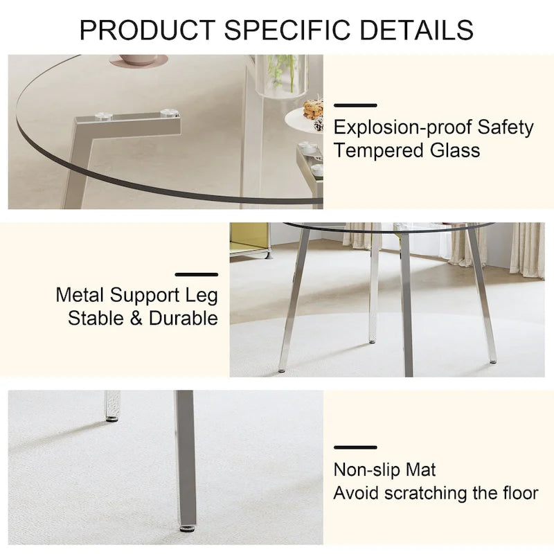 Modern Tempered Glass Table Dining Table Coffee Table End Table Entryway Table for Dining Room
