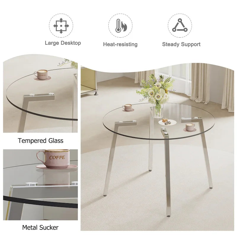 Modern Tempered Glass Table Dining Table Coffee Table End Table Entryway Table for Dining Room