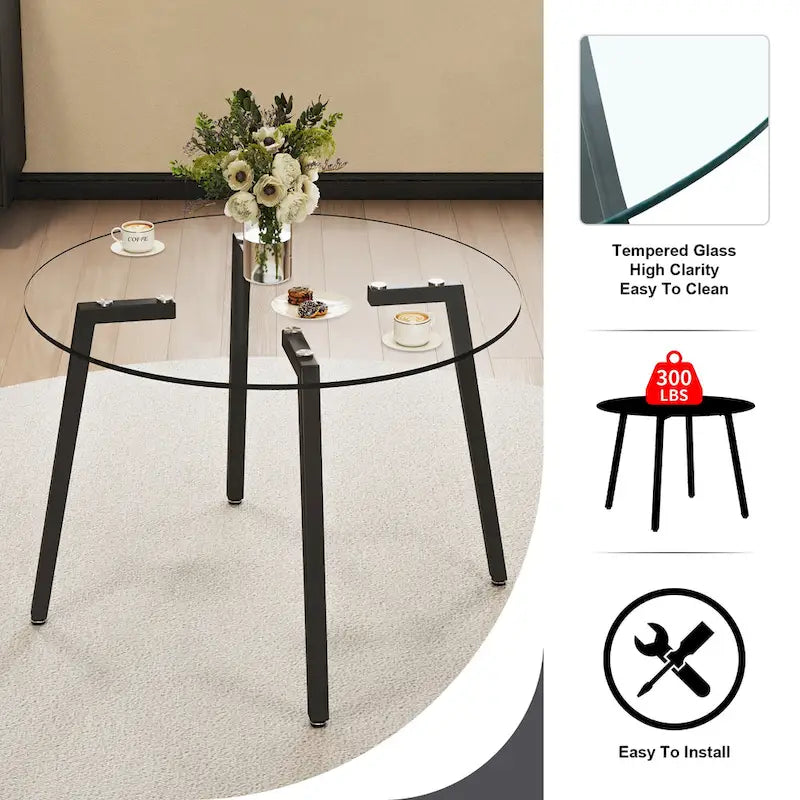 Modern Tempered Glass Table Dining Table Coffee Table End Table Entryway Table for Dining Room