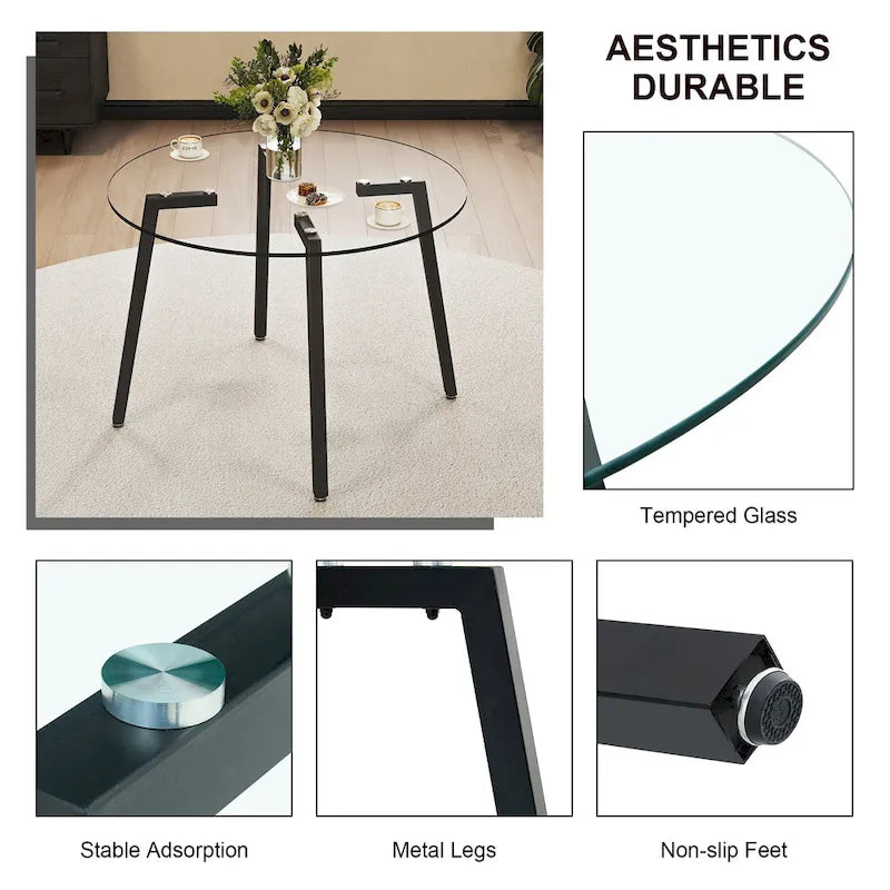 Modern Tempered Glass Table Dining Table Coffee Table End Table Entryway Table for Dining Room