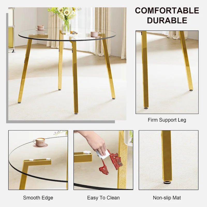 Modern Tempered Glass Table Dining Table Coffee Table End Table Entryway Table for Dining Room