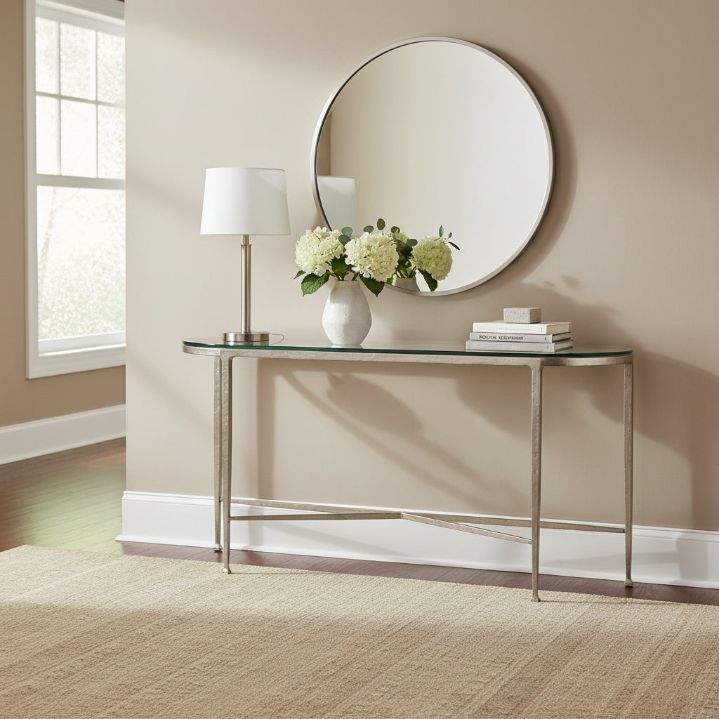 Hooker Furniture M14-80151-95 Cora 58 Wide Glass Top Iron Sofa Table