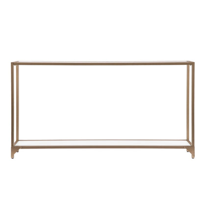 Glass Mirrored Console Table and Metal Frame with Shelf - 56 L x 8 W x 29 H