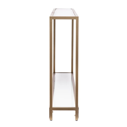 Glass Mirrored Console Table and Metal Frame with Shelf - 56 L x 8 W x 29 H