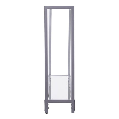 Glass Mirrored Console Table and Metal Frame with Shelf - 56 L x 8 W x 29 H