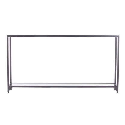 Glass Mirrored Console Table and Metal Frame with Shelf - 56 L x 8 W x 29 H