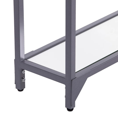Glass Mirrored Console Table and Metal Frame with Shelf - 56 L x 8 W x 29 H