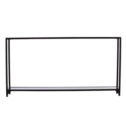 Glass Mirrored Console Table and Metal Frame with Shelf - 56 L x 8 W x 29 H