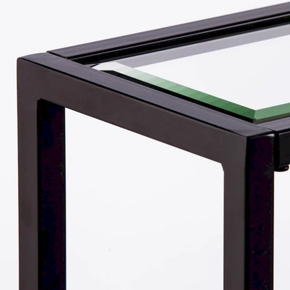 Glass Mirrored Console Table and Metal Frame with Shelf - 56 L x 8 W x 29 H