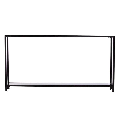 Glass Mirrored Console Table and Metal Frame with Shelf - 56 L x 8 W x 29 H