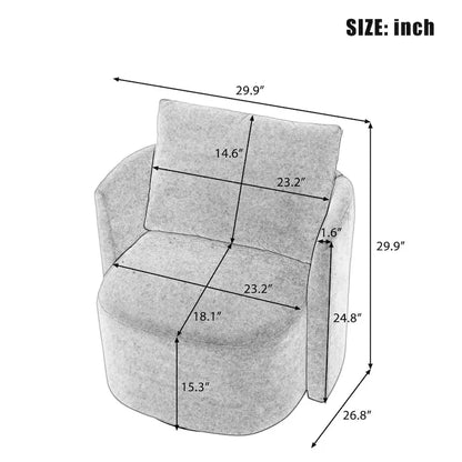Chenille 360 Swivel Barrel Chair with Ergonomic Curved Design and 440lb Weight Capacity