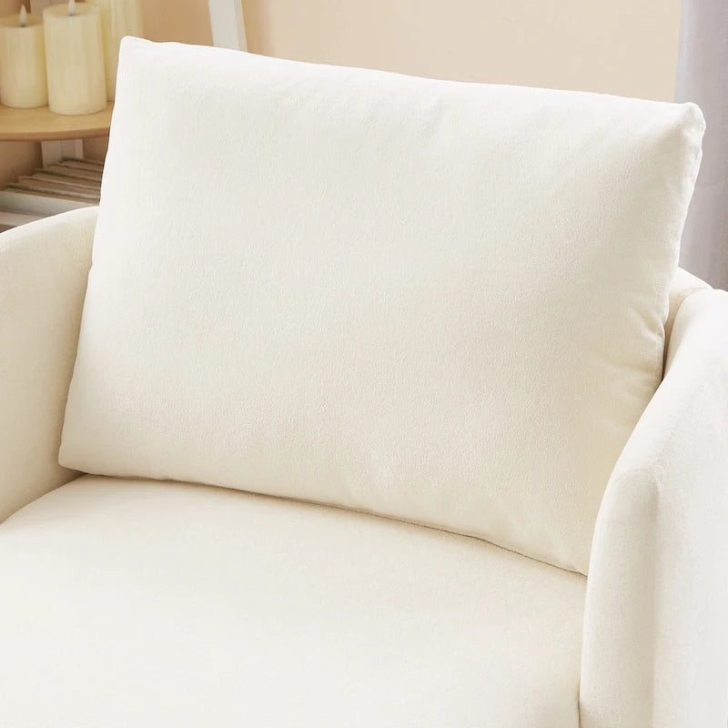Chenille 360 Swivel Barrel Chair with Ergonomic Curved Design and 440lb Weight Capacity