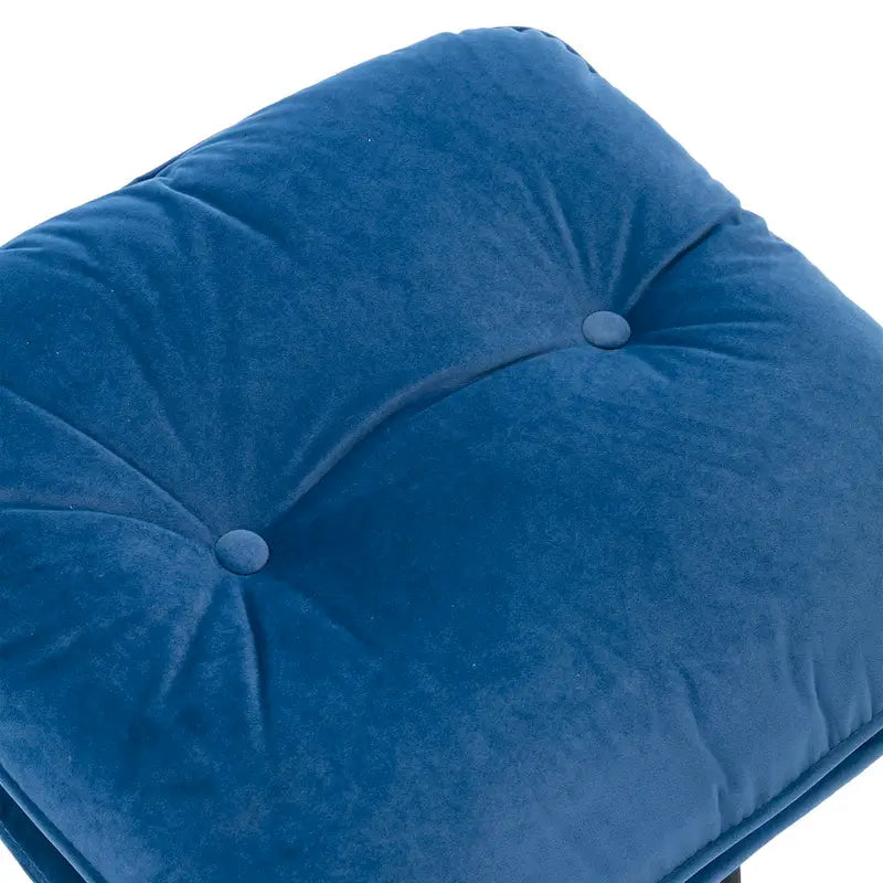 Blue Modern 31.73 Upholstered Swivel Buttons Tufted Accent Chair with Ottoman and Black Metal Legs