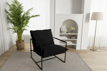 Metal Framed Accent Chair Sling Armchair with Bag Cushion