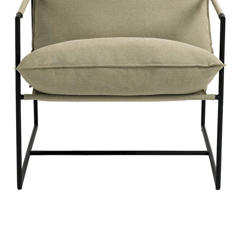 Metal Framed Accent Chair Sling Armchair with Bag Cushion