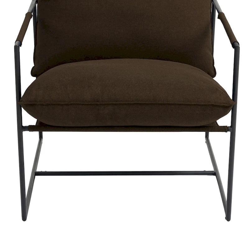 Metal Framed Accent Chair Sling Armchair with Bag Cushion