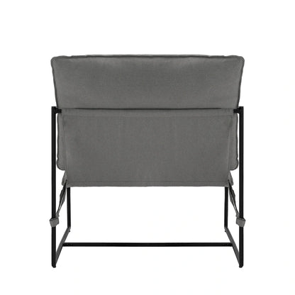 Metal Framed Accent Chair Sling Armchair with Bag Cushion