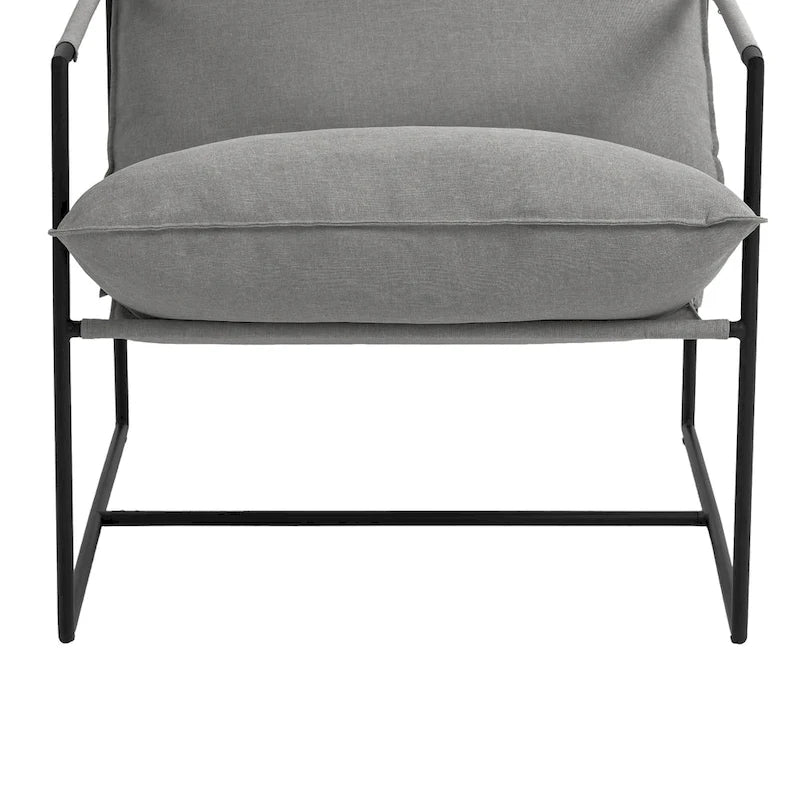 Metal Framed Accent Chair Sling Armchair with Bag Cushion