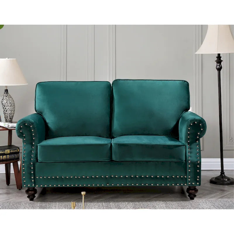 Nailhead Velvet Loveseat