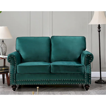 Nailhead Velvet Loveseat