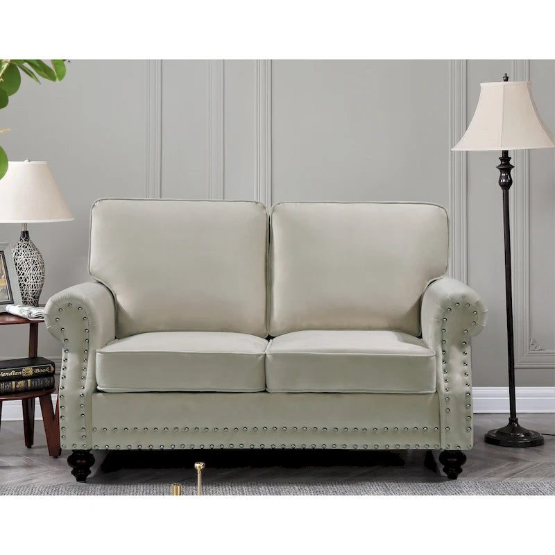 Nailhead Velvet Loveseat