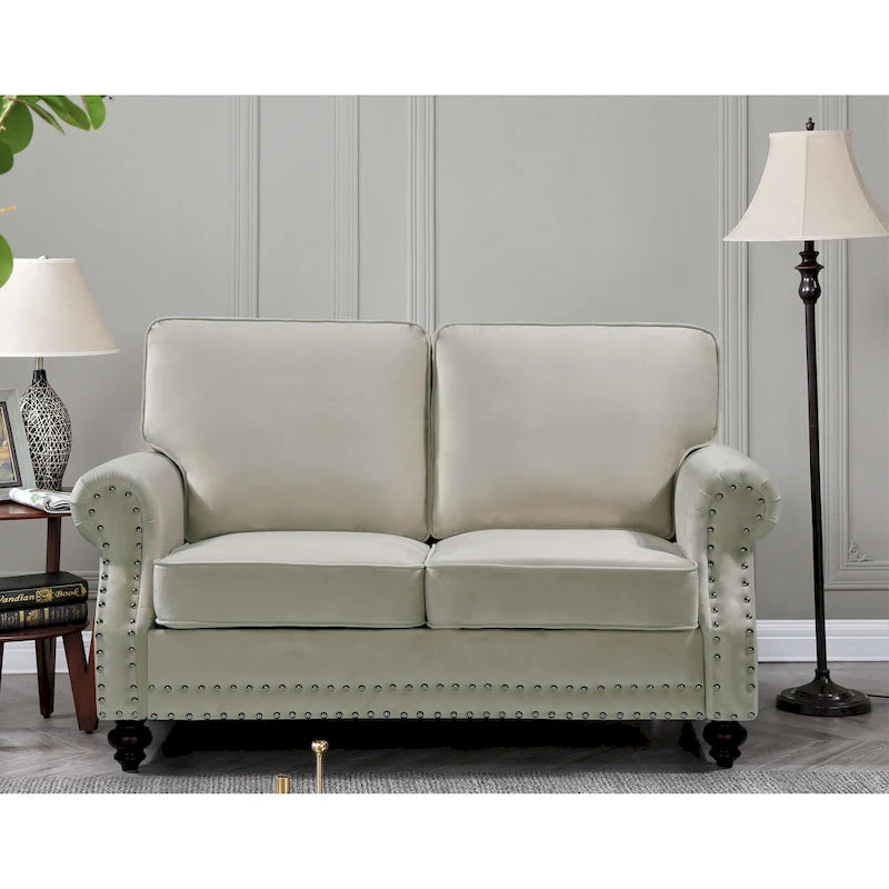 Nailhead Velvet Loveseat