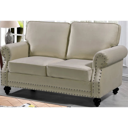 Nailhead Velvet Loveseat
