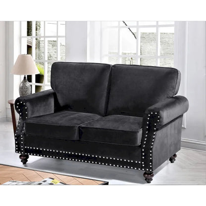 Nailhead Velvet Loveseat
