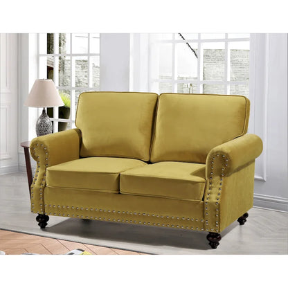 Nailhead Velvet Loveseat