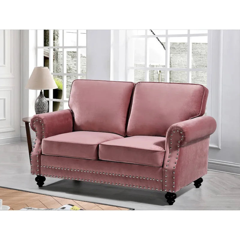 Nailhead Velvet Loveseat