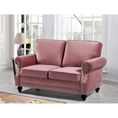 Nailhead Velvet Loveseat