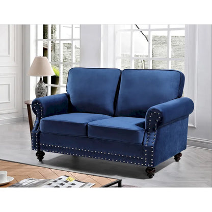 Nailhead Velvet Loveseat