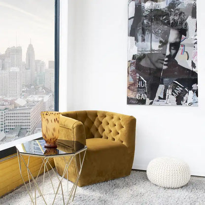 Mid-Century Modern Furniture Comfy Velvet Swivel Accent Chair