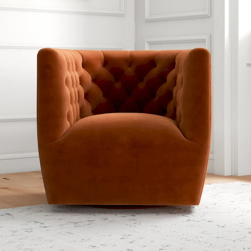 Mid-Century Modern Furniture Comfy Velvet Swivel Accent Chair