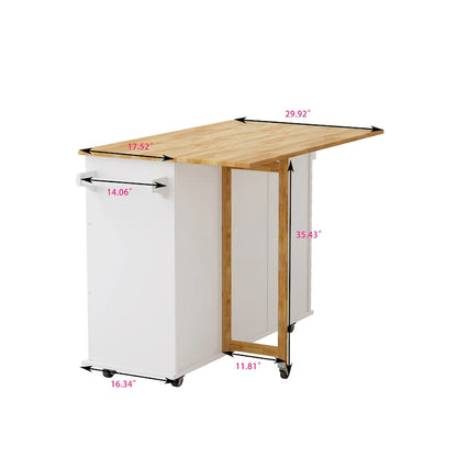 Kitchen Island Cart with 2 Door Cabinet and Three Drawers