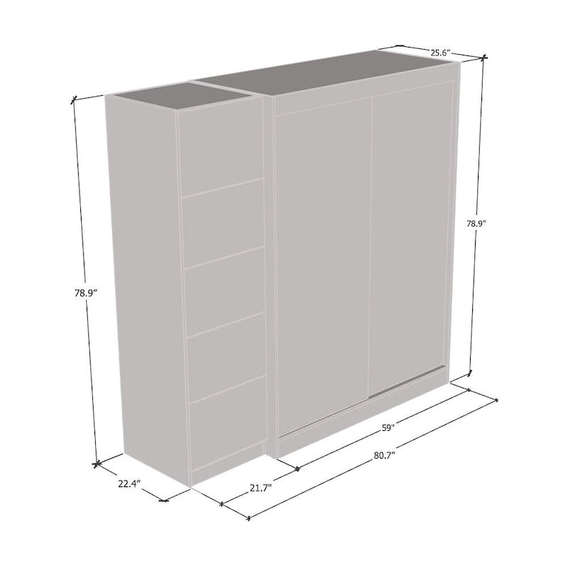 Wardrobe with 1 Mirror